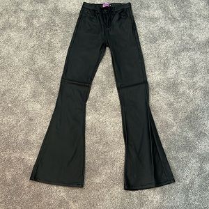 Edikted Black Leather Flare Pants